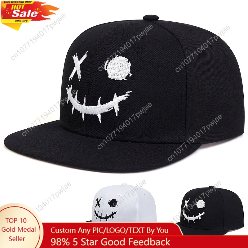 Baseball Cap Fitted - Men's Smile Face Hip Hop Hat,