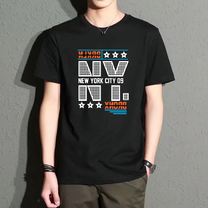 Men's Black Round-Neck Short-S - Street Fashion New York のレビューと価格