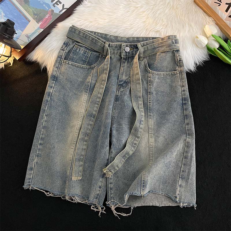 Summer Thin Fringed Denim Shor - Street Fashion In Japanese のレビューと価格