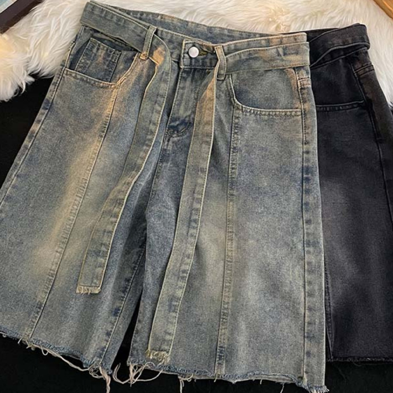 Summer Thin Fringed Denim Shor - Street Fashion In Japanese のレビューと価格