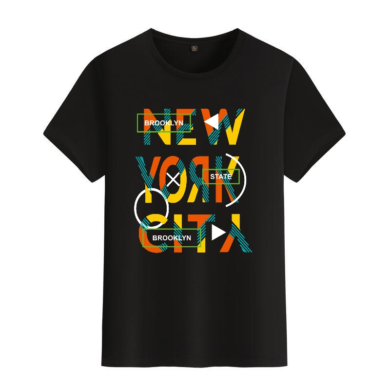 Men's Black Round-Neck Short-S - Street Fashion New York のレビューと価格