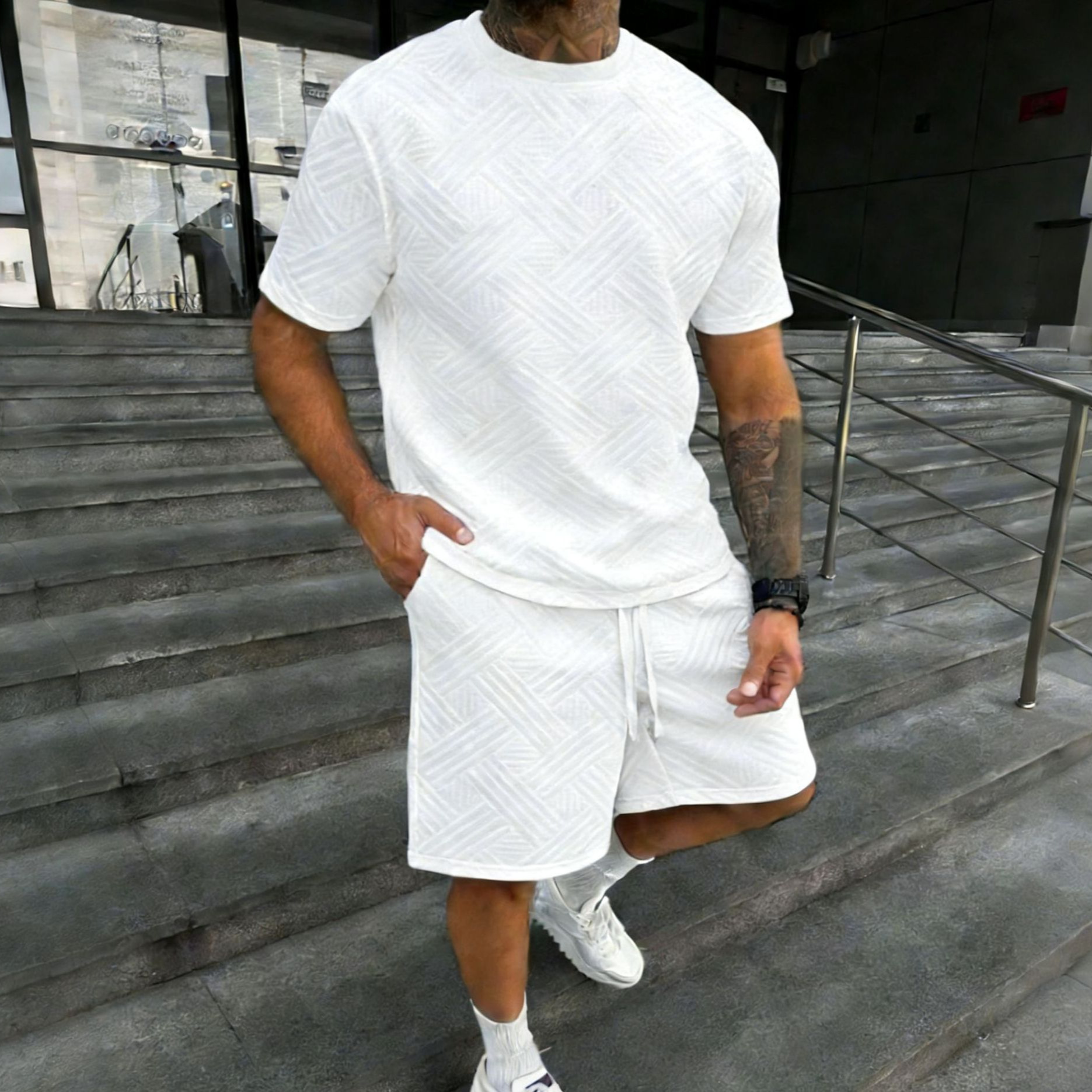 New men's summer jacquard shor - Street Fashion News のレビューと価格