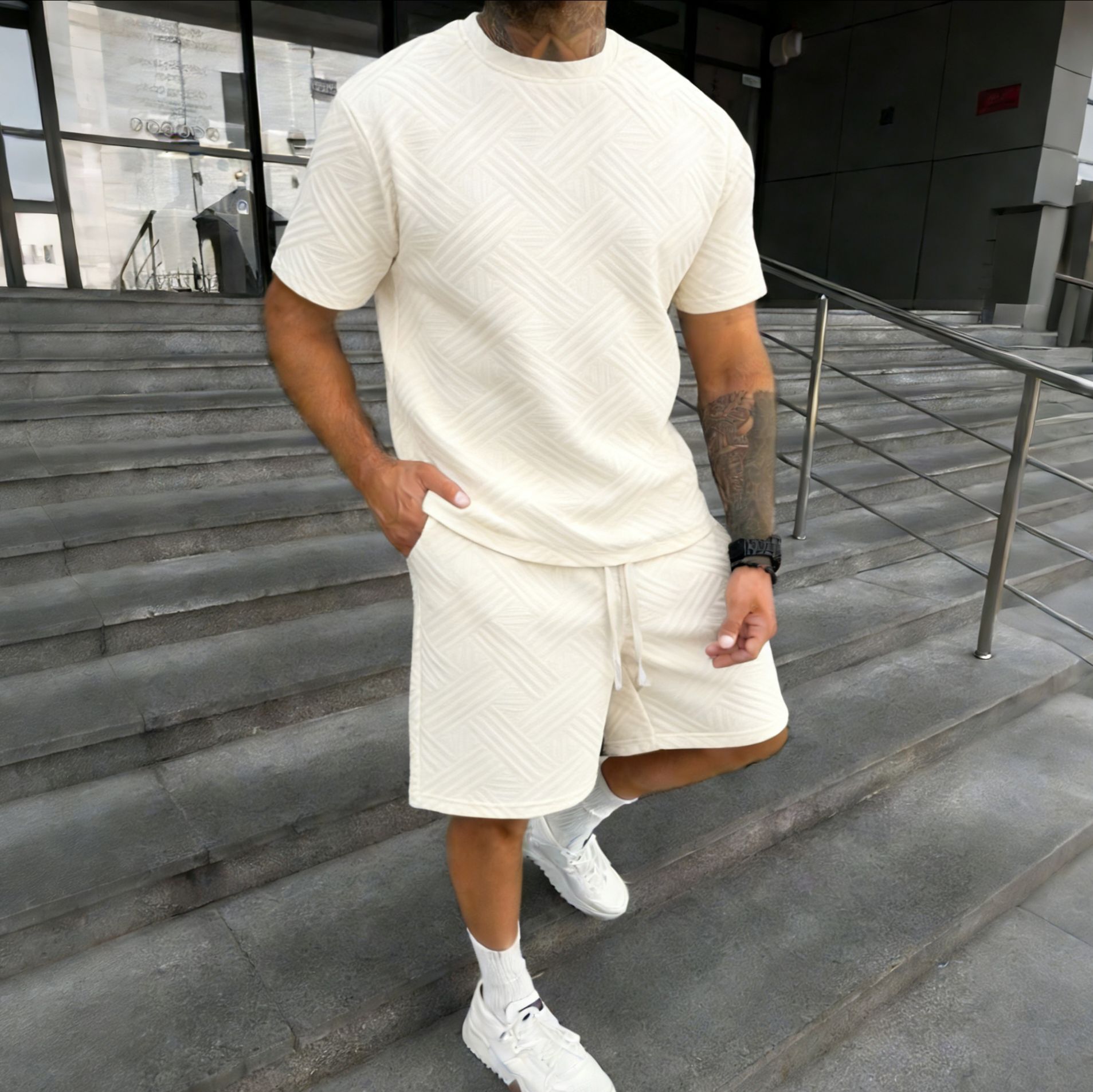 New men's summer jacquard shor - Street Fashion News のレビューと価格