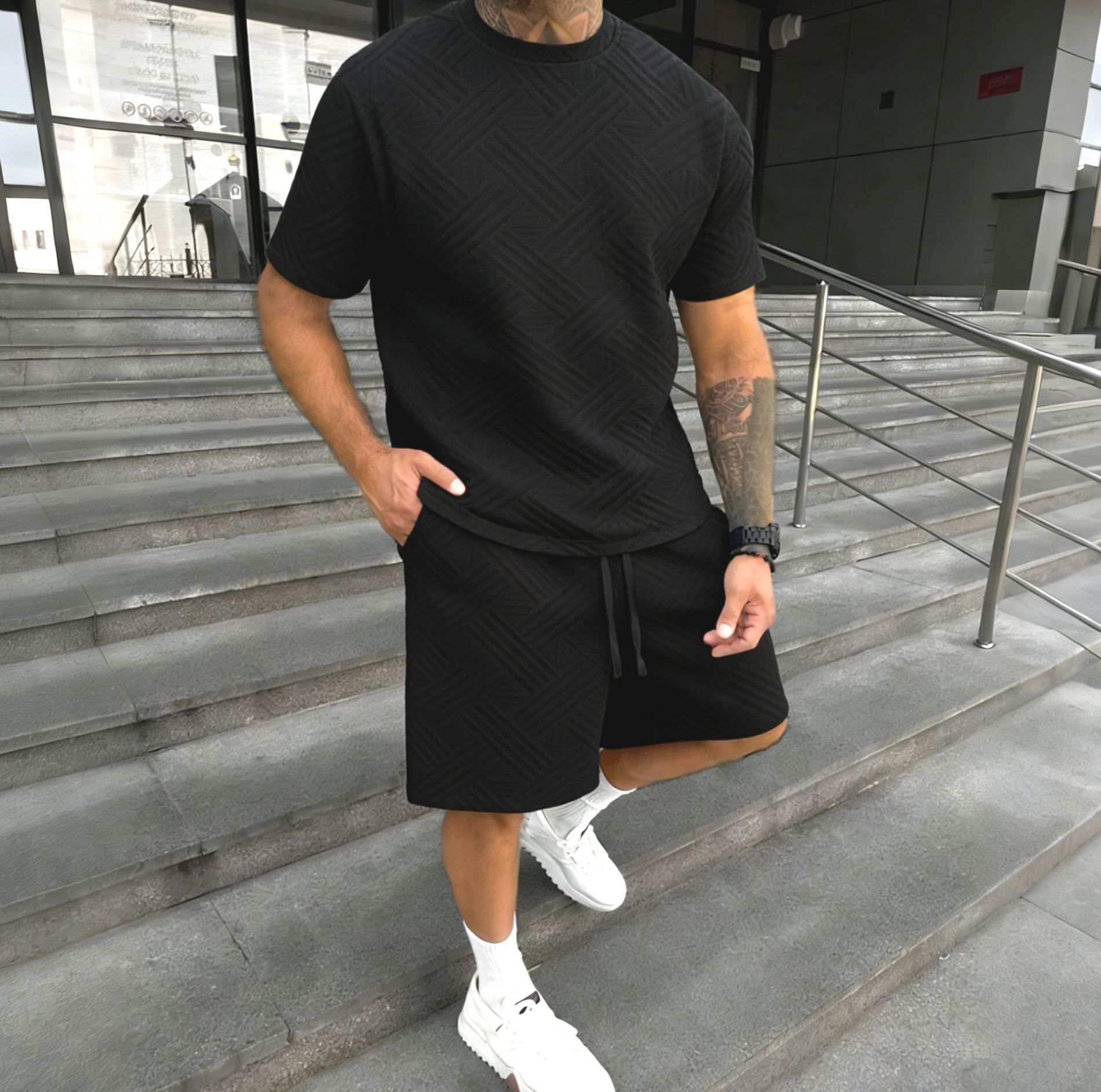 New men's summer jacquard shor - Street Fashion News のレビューと価格