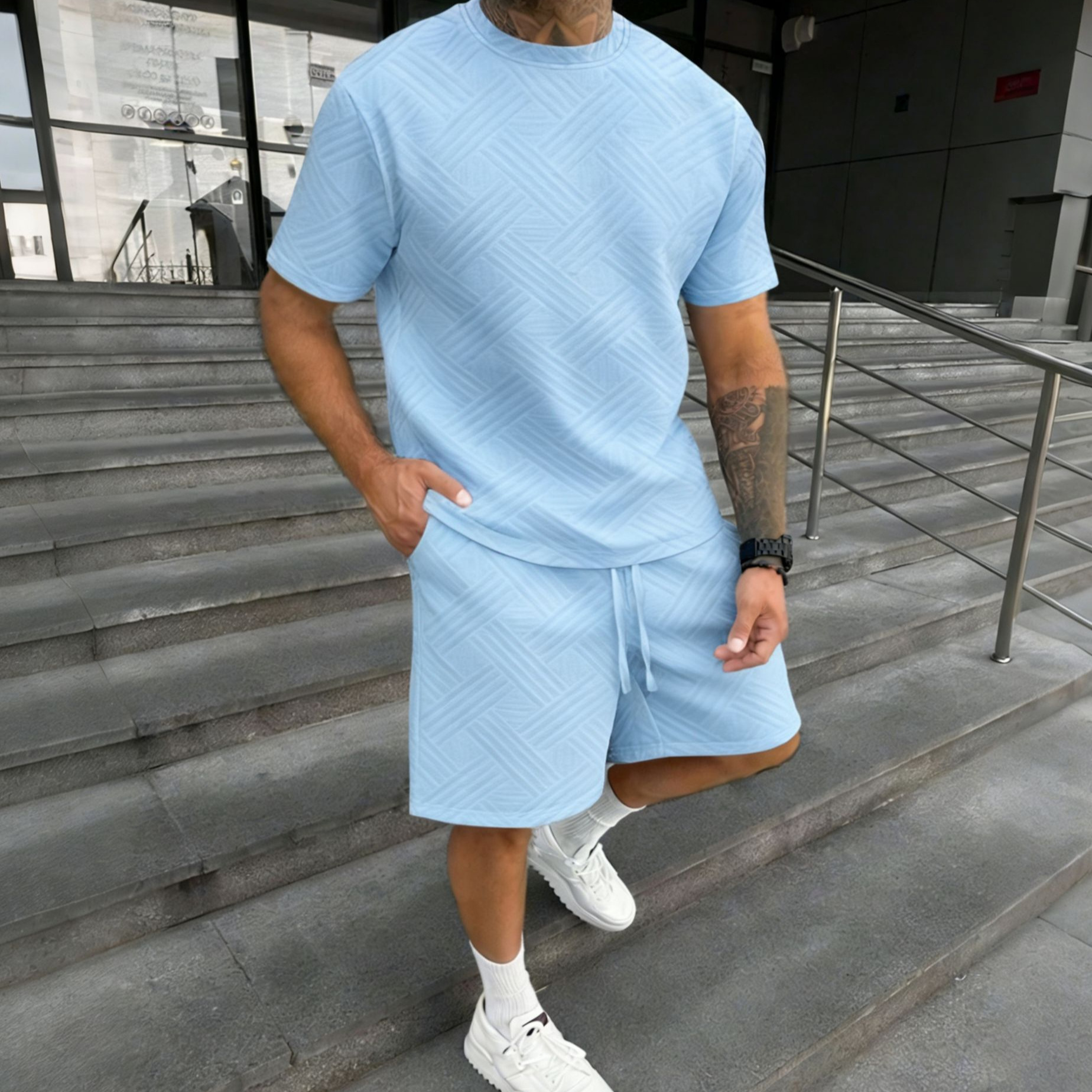 New men's summer jacquard shor - Street Fashion News のレビューと価格