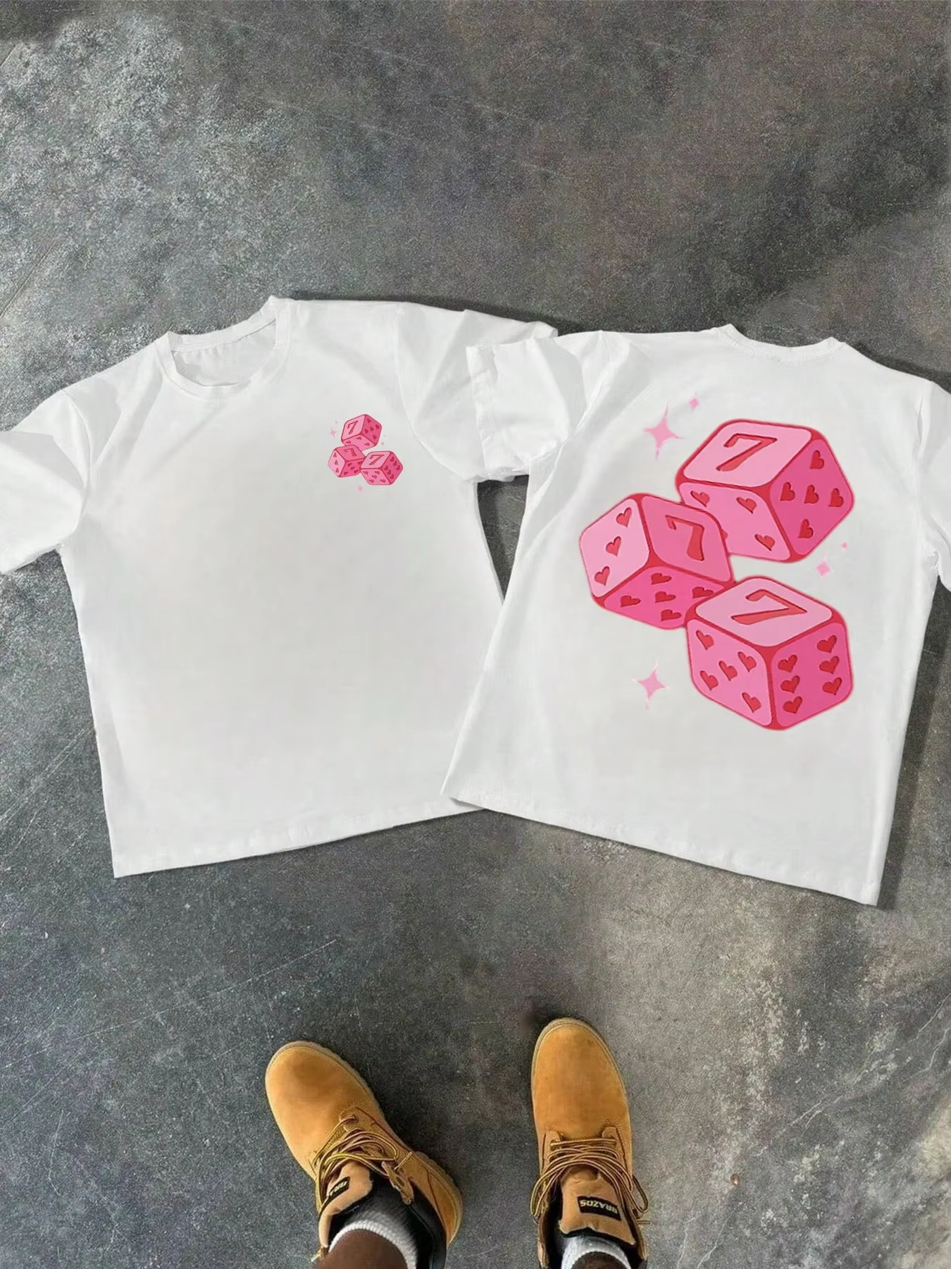 Summer Fashion Pink Dice Patte - Street Fashion Couple のレビューと価格