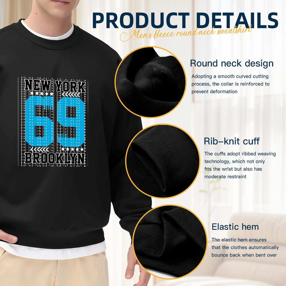 Men's Black Crew Neck Loose Sw - Street Fashion New York のレビューと価格