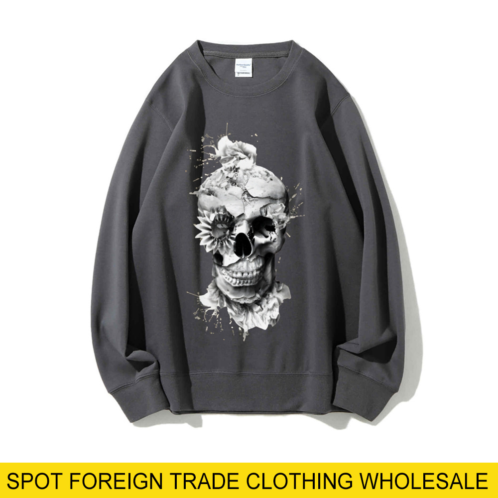 Skull Print Oversized Sweatshi - Oversized Crewneck Fleece のレビューと価格