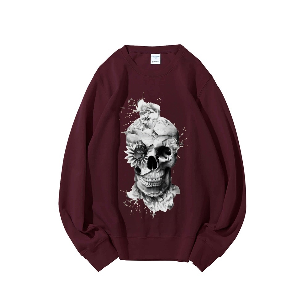 Skull Print Oversized Sweatshi - Oversized Crewneck Fleece のレビューと価格