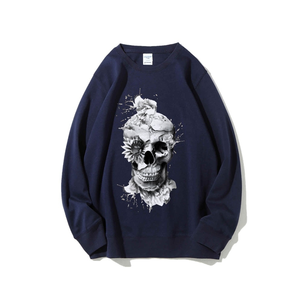 Skull Print Oversized Sweatshi - Oversized Crewneck Fleece のレビューと価格