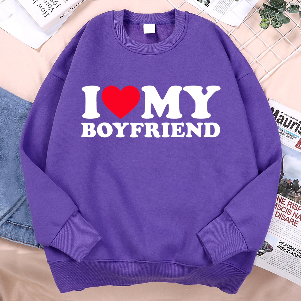 I Love My Boyfriend Letter Pri - Oversized Crewneck Fleece のレビューと価格