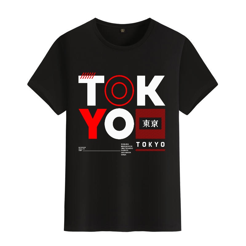 Men's Black Round-Neck Short-S - Street Fashion Tokyo のレビューと価格