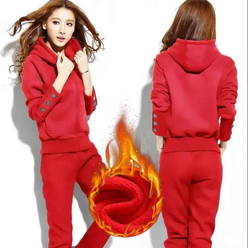 Winter 2 Pieces Sets Hooded Pl - Street Fashion Korean のレビューと価格