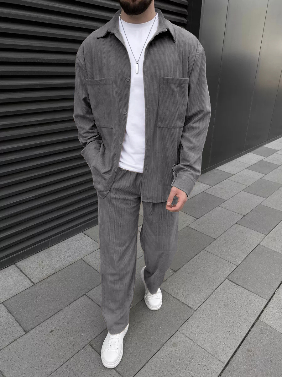 Men's corduroy two-piece outfi - Street Fashion China のレビューと価格