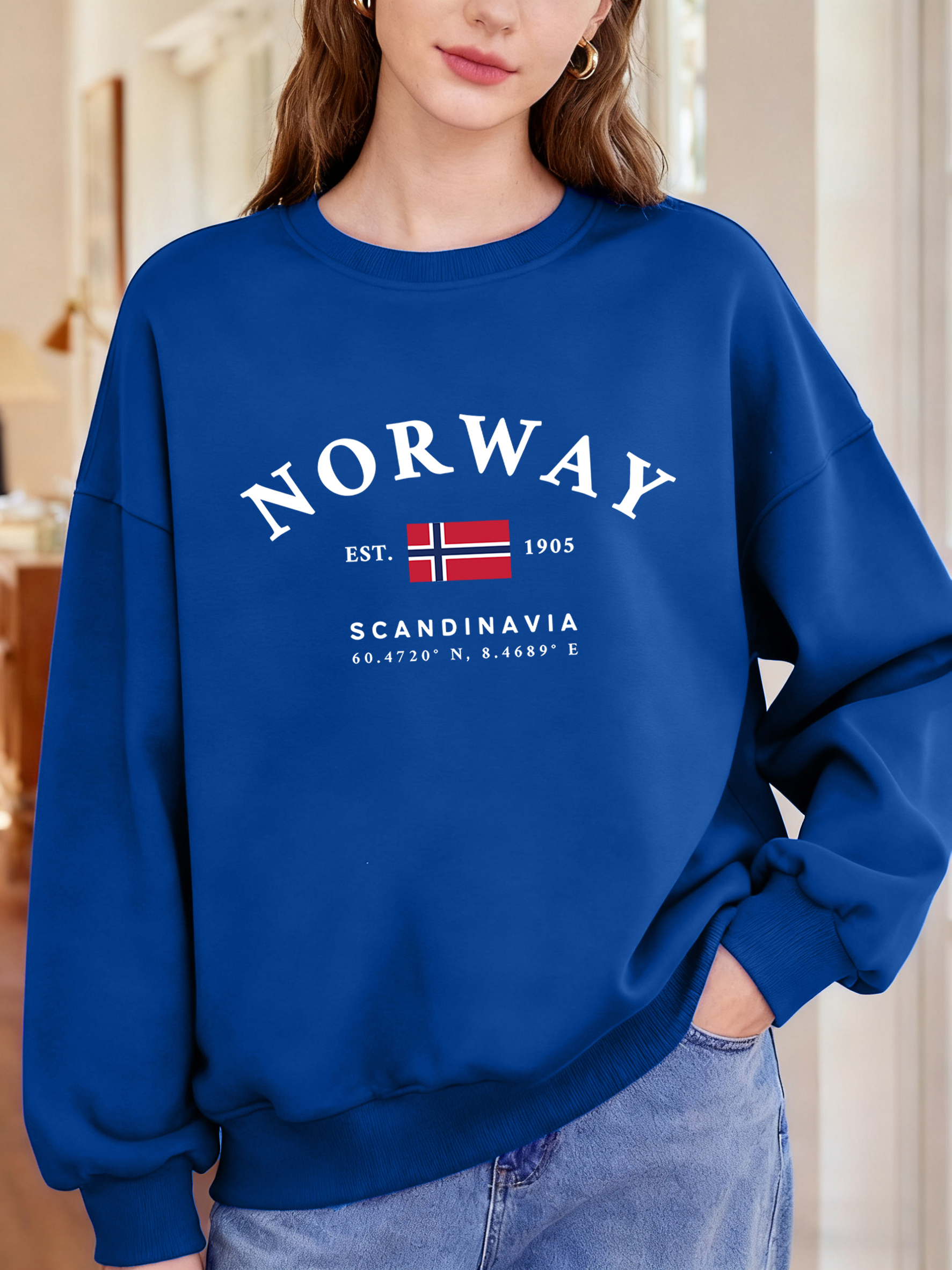 Norway Sandinavia Letter And F - Oversized Crewneck Fleece のレビューと価格