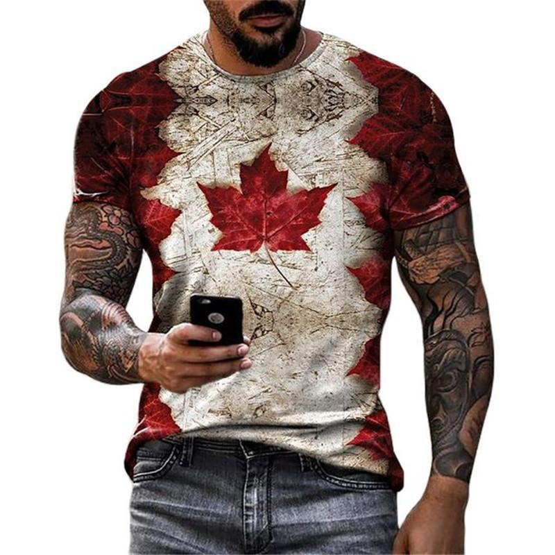 Retro Canada Flag T-shirt 3D P - Street Fashion Canada のレビューと価格