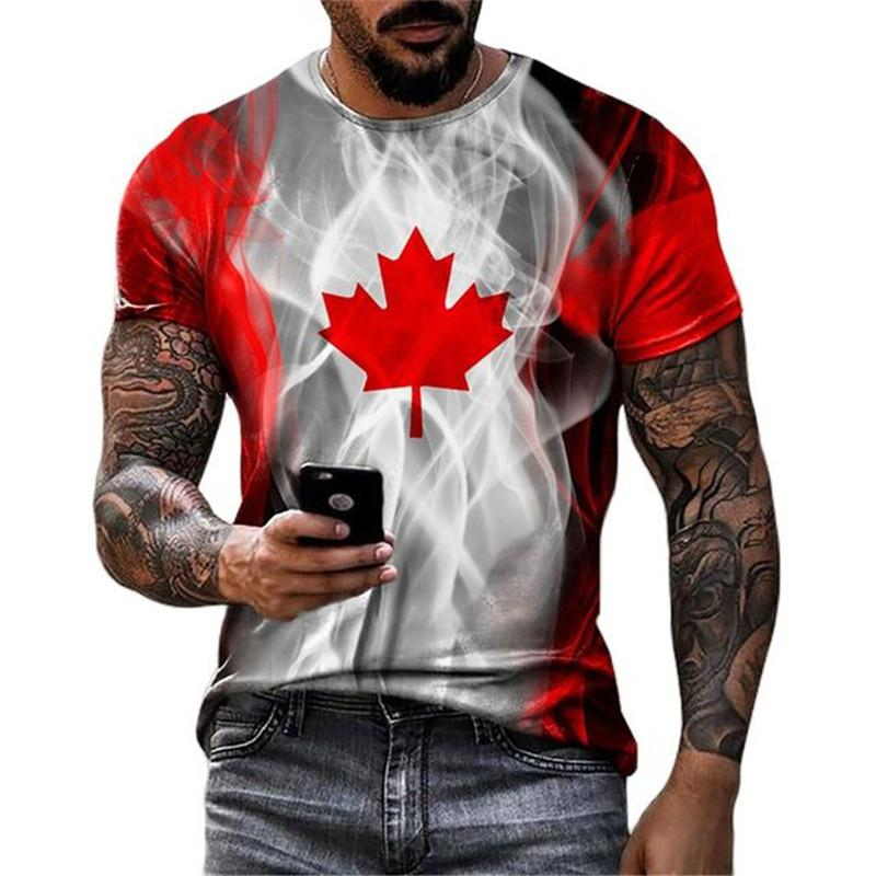 Retro Canada Flag T-shirt 3D P - Street Fashion Canada のレビューと価格