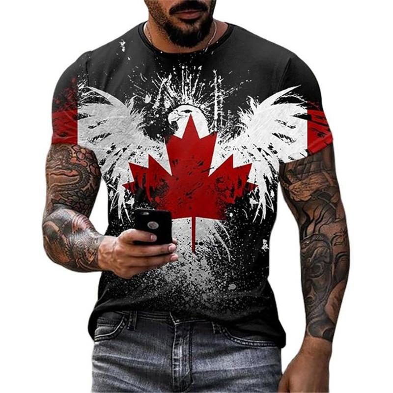 Retro Canada Flag T-shirt 3D P - Street Fashion Canada のレビューと価格