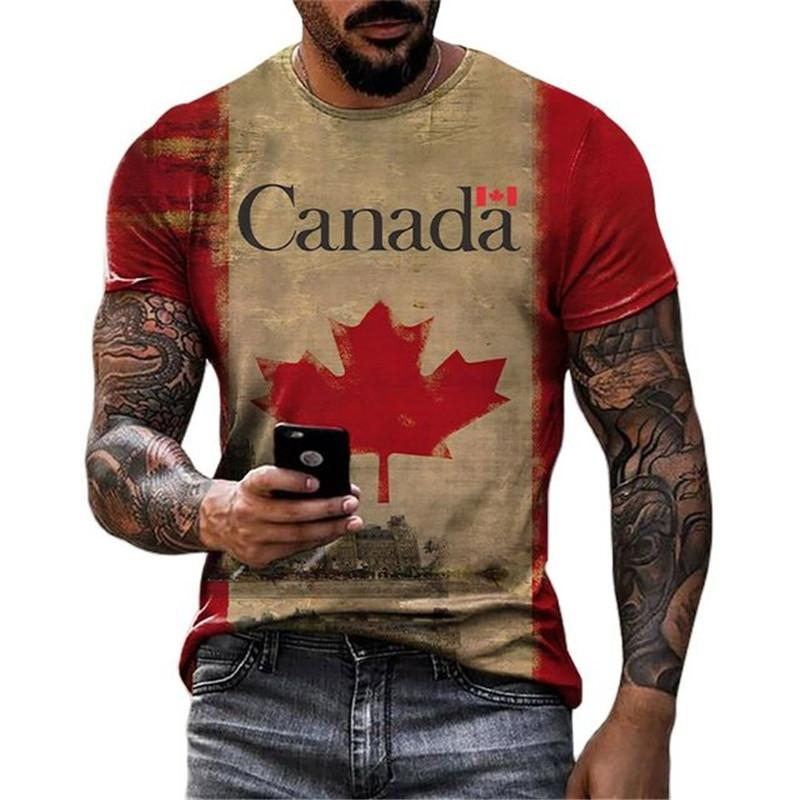 Retro Canada Flag T-shirt 3D P - Street Fashion Canada のレビューと価格