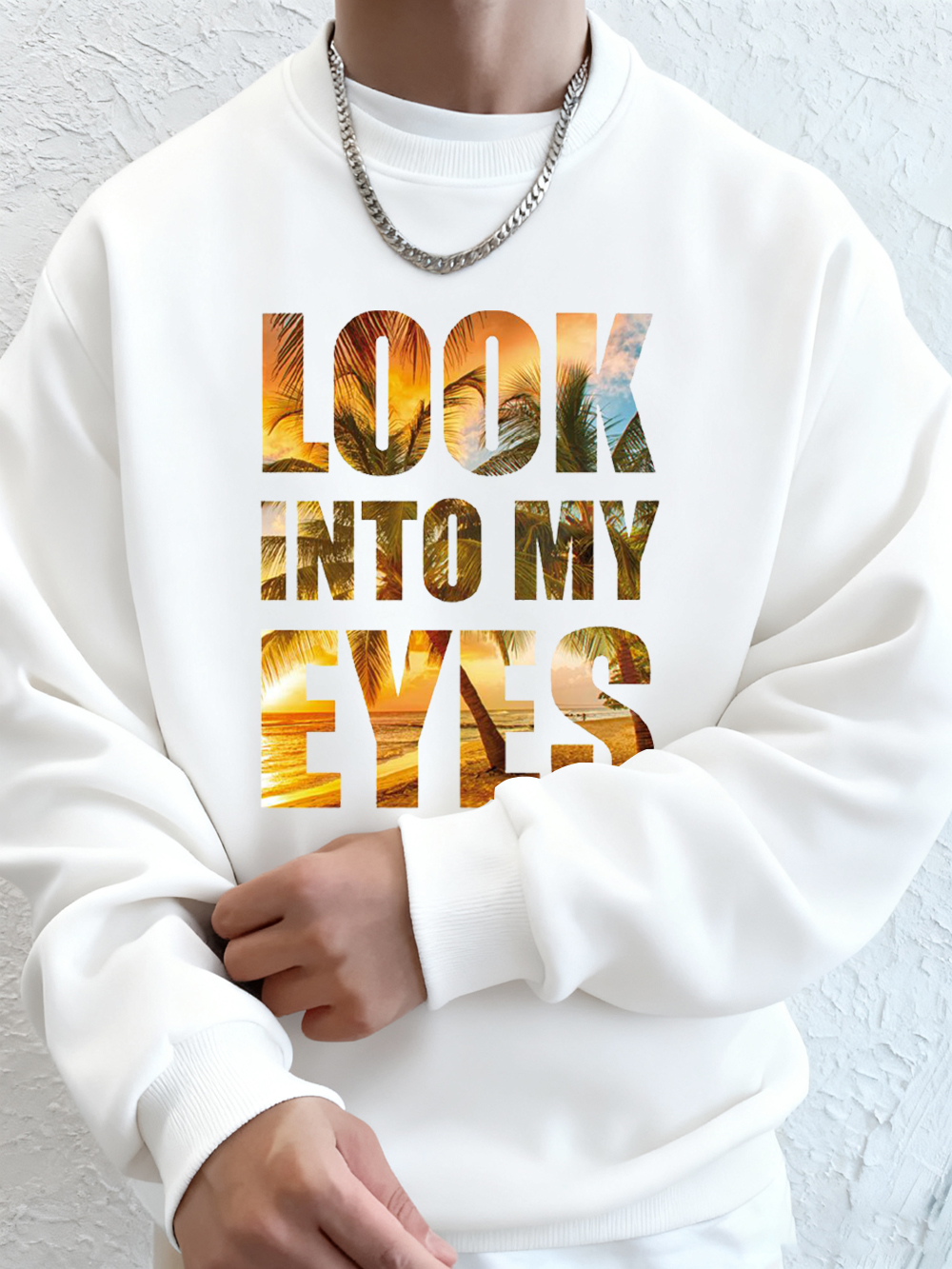Look Into My Eyes Printing Men - Oversized Crewneck Fleece のレビューと価格
