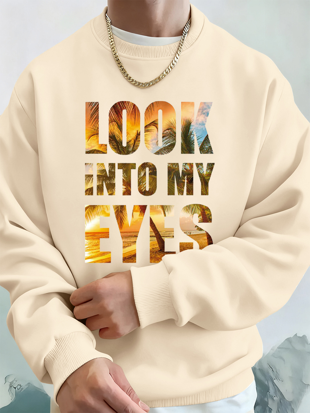 Look Into My Eyes Printing Men - Oversized Crewneck Fleece のレビューと価格