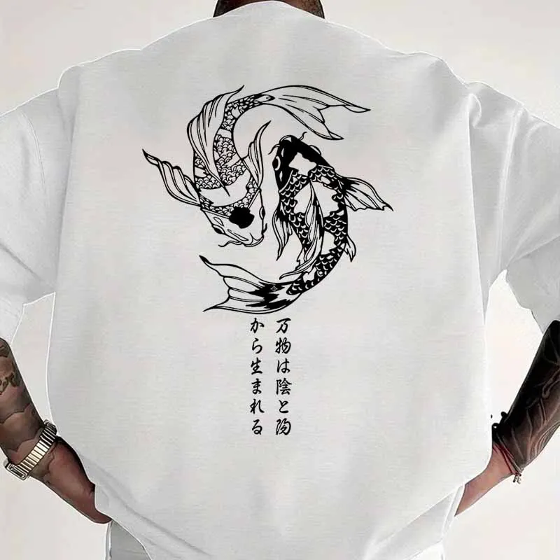 Japanese Style Koi Fish Print  - Street Fashion In Japanese のレビューと価格