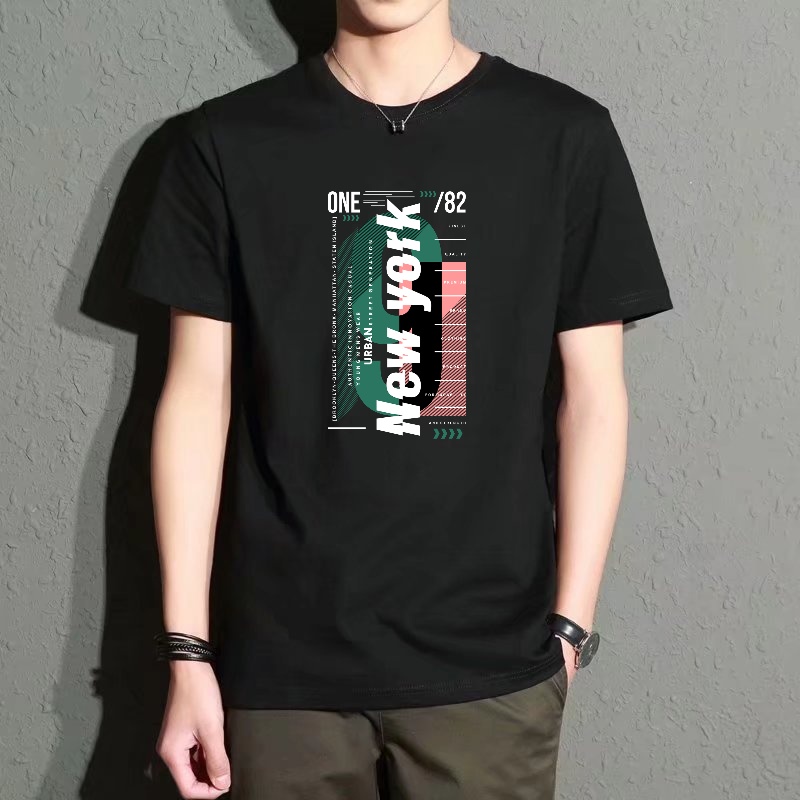 Men's Black Round-Neck Short-S - Street Fashion New York のレビューと価格