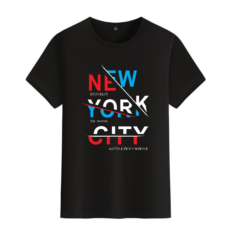 Men's Black Round-Neck Short-S - Street Fashion New York のレビューと価格