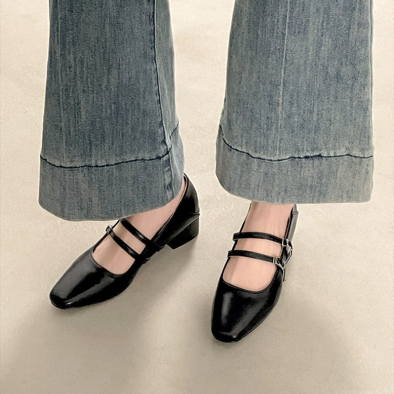 Square Toe Low Heel Women Silv - Street Fashion Styles のレビューと価格