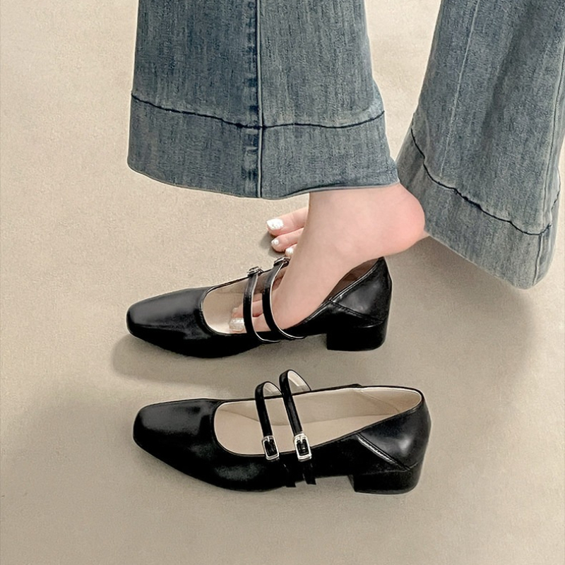 Square Toe Low Heel Women Silv - Street Fashion Styles のレビューと価格