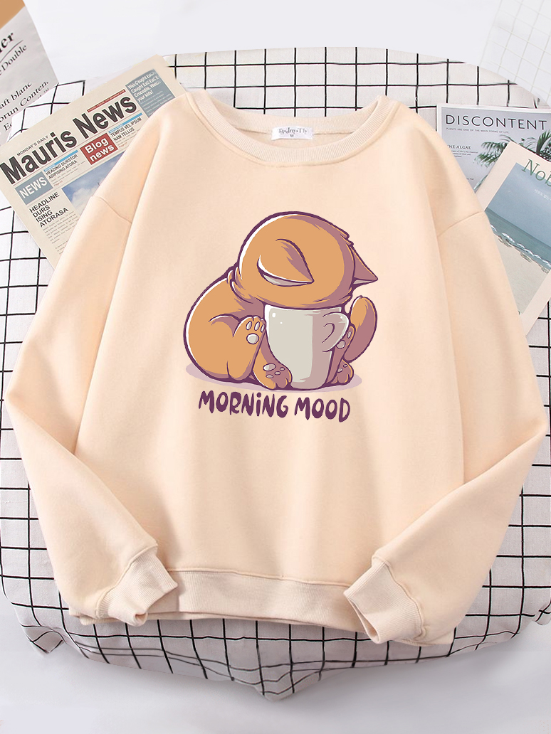 Cat Is Looking At The Cup Love - Oversized Crewneck Fleece のレビューと価格