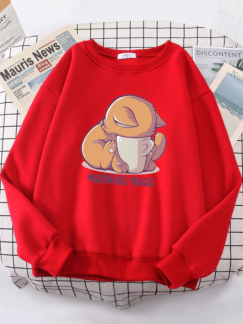 Cat Is Looking At The Cup Love - Oversized Crewneck Fleece のレビューと価格