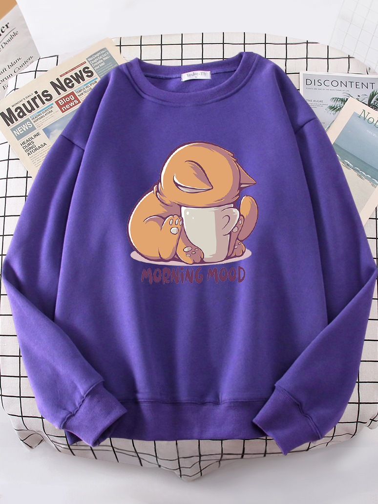 Cat Is Looking At The Cup Love - Oversized Crewneck Fleece のレビューと価格