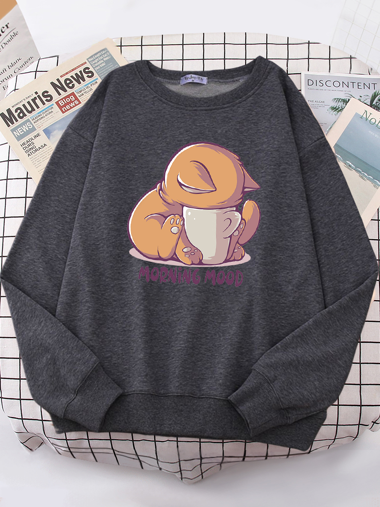 Cat Is Looking At The Cup Love - Oversized Crewneck Fleece のレビューと価格