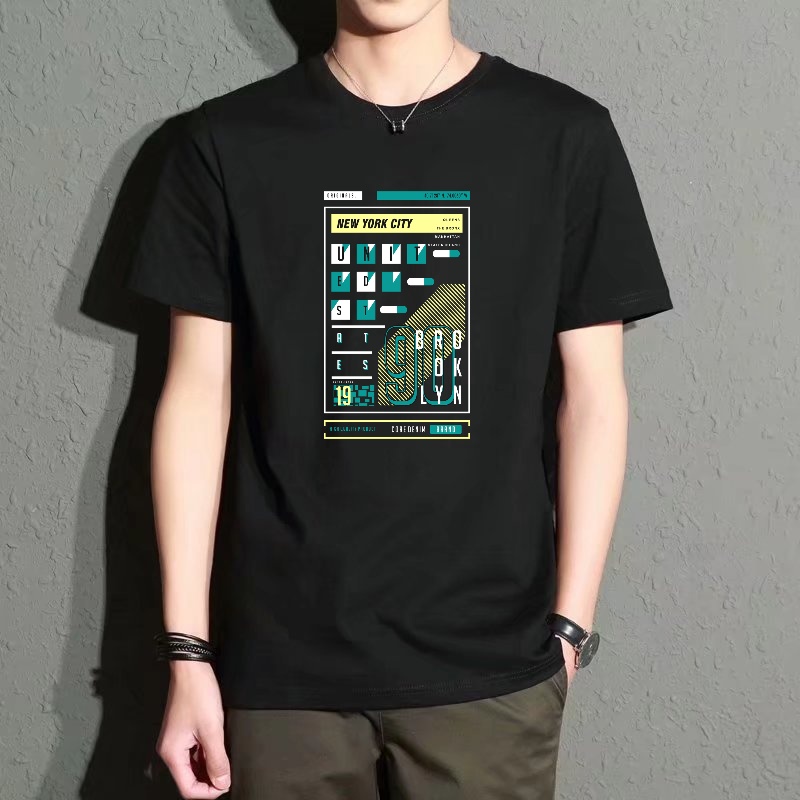 Men's Black Round-Neck Short-S - Street Fashion New York のレビューと価格