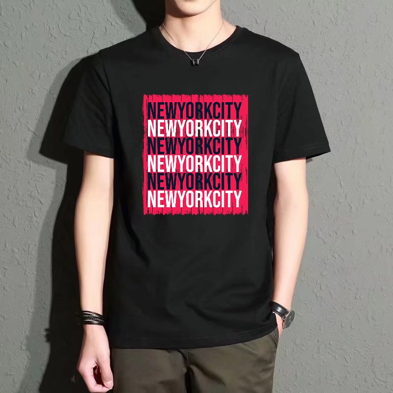 Men's Black Round-Neck Short-S - Street Fashion New York のレビューと価格